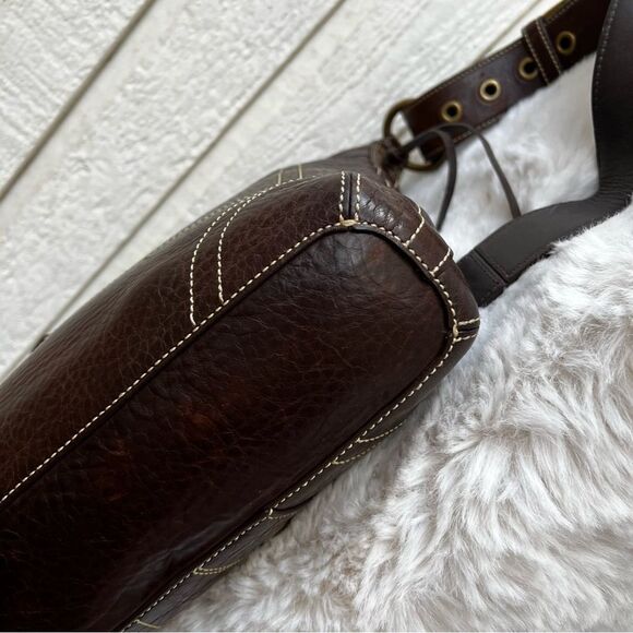 COACH Brown Leather Y2K Chelsea Laced Hobo Crossbody Bleecker Slim Bucket Bag - Picture 9 of 12